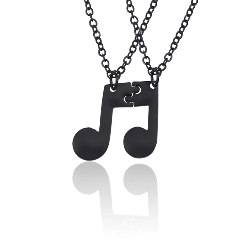 

Fashion Note Necklace 2 Piece Set Personality Music Friendship Stitching Pendant For Women Best Friend BFF Couple Necklace Gift