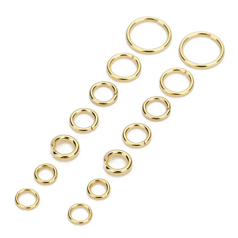 SAUVOO 100Pcs/lot Stainless Steel Open Jump Ring 4/5/6/8mm Dia Round Gold Color Split Rings For Diy Jewelry Making Findings