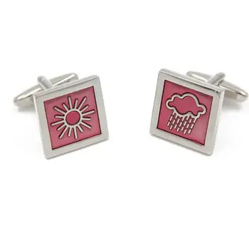 

10pairs/lot Creative Weather Barometer Cufflinks Weather Sunny And Rainy Day Cuff Links Men's Jewelry Copper Made Wholesale