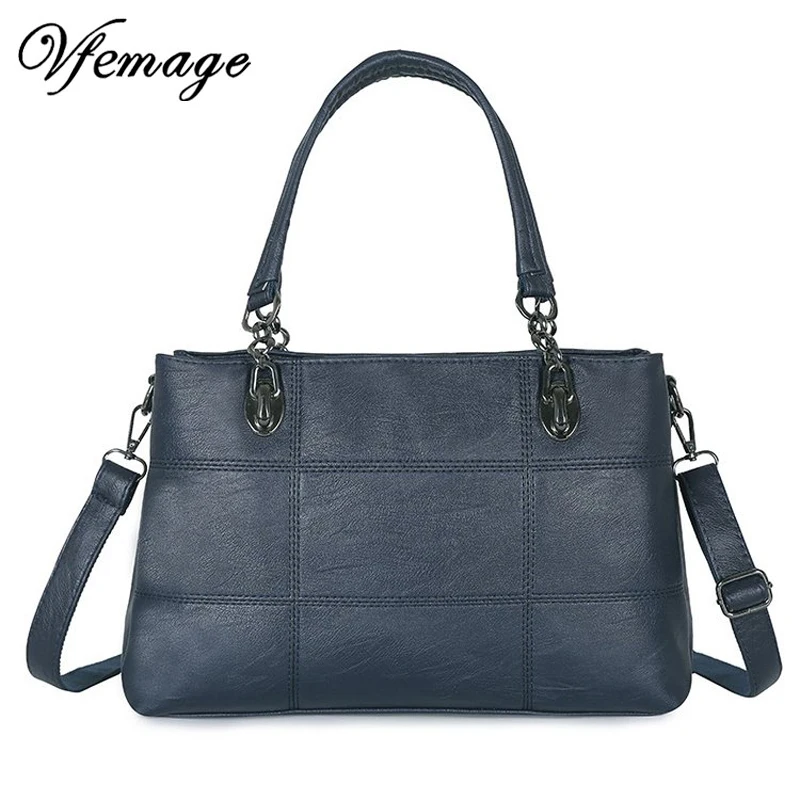 

Vfemage Large Capacity Handbag Women Tote Soft Leather Female Bag Shoulder Bags for Women Designer Ladies Zipper Top-handle Bags