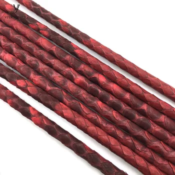 

5mm Genuine Python Leather Cord High Quality Real Leather Cord 4mm Matt Red Python Leather Cord Red Jewelry Rope For Bracelet