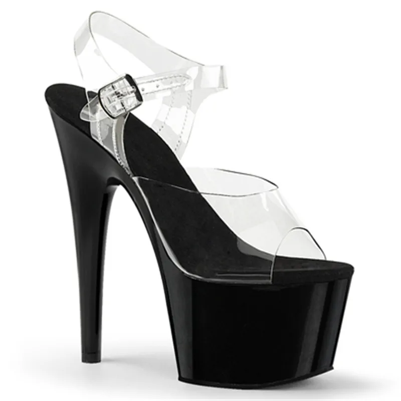 2019 crystal sexy fashion sexy 15cm high heel sandals, transparent high-heel stage show sandals