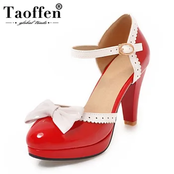 

Taoffen Plus Size 32-48 Youngs Ladies Candy Colors High Heel Spring Sandals Women Bowknot Party Sandals Dating Shoes Women
