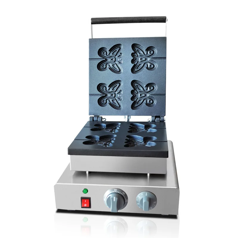 

110/220V 1750W Non-Stick Commercial Butterfly Shaped Bread Machine 4pcs Baking Machine Electric Fancy Waffle Maker Free Shipping