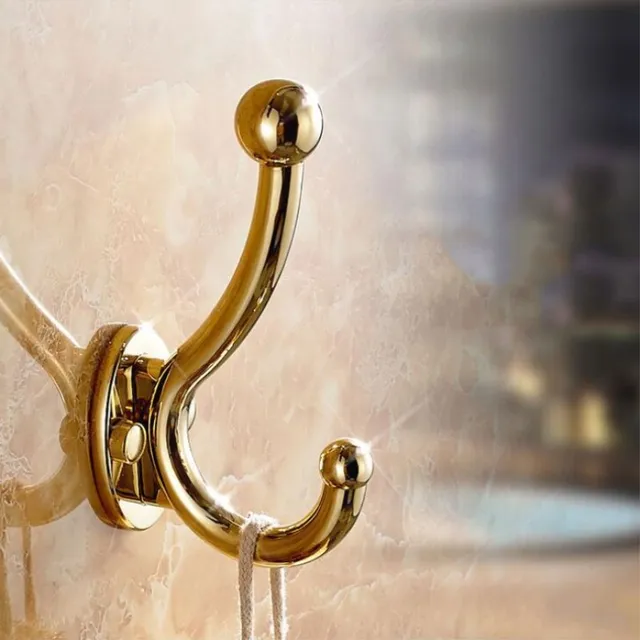 Modern double robe hook Golden Finished Bathroom Accessories Products