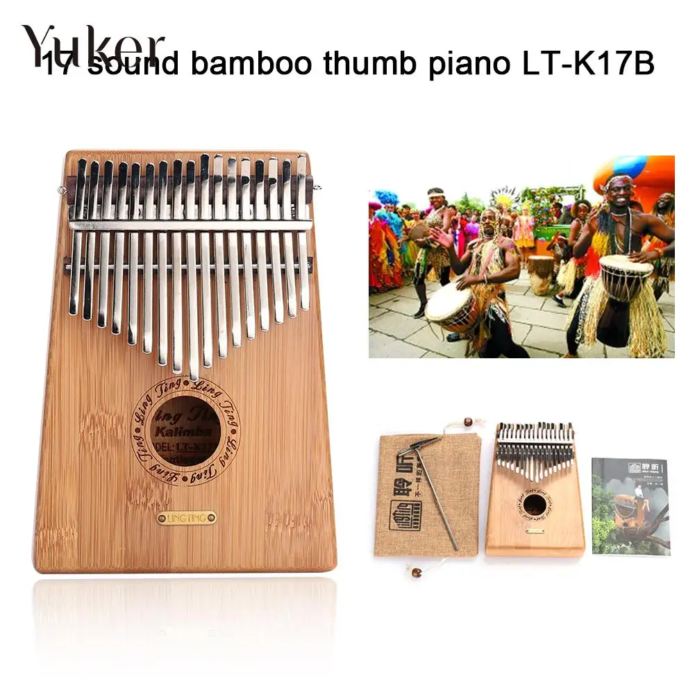 

Mbira Exquisite 17 Key Gift Thumb Piano Solid Bamboo Student Sturdy Kalimba African Raw Wood Color Music