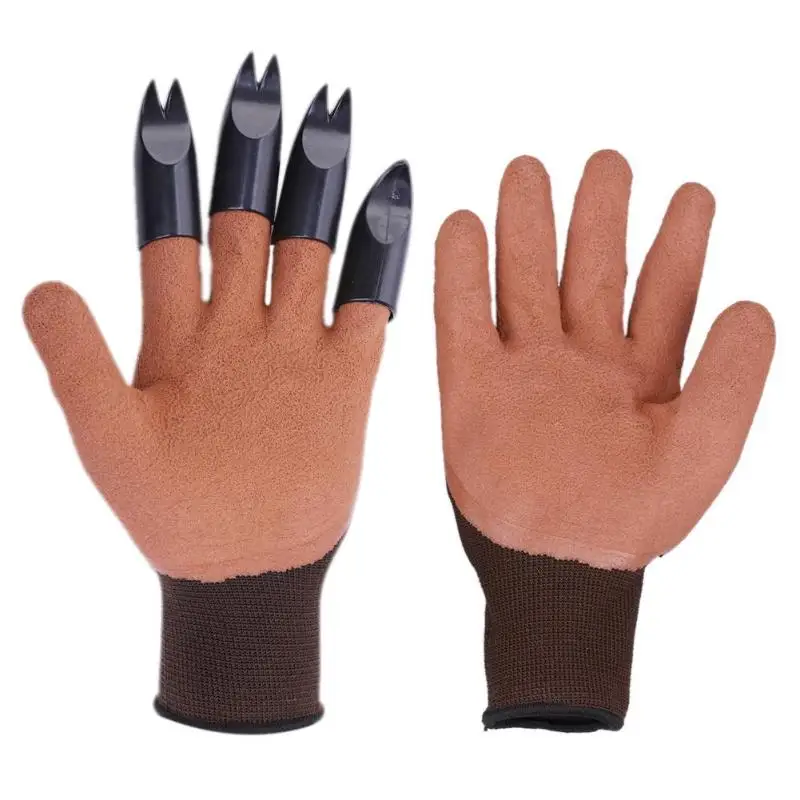 Garden Gloves 4 Hand Claw ABS Plastic Rubber Gloves Quick Excavation Plant Waterproof Insulation Home Living Essential Gadgets