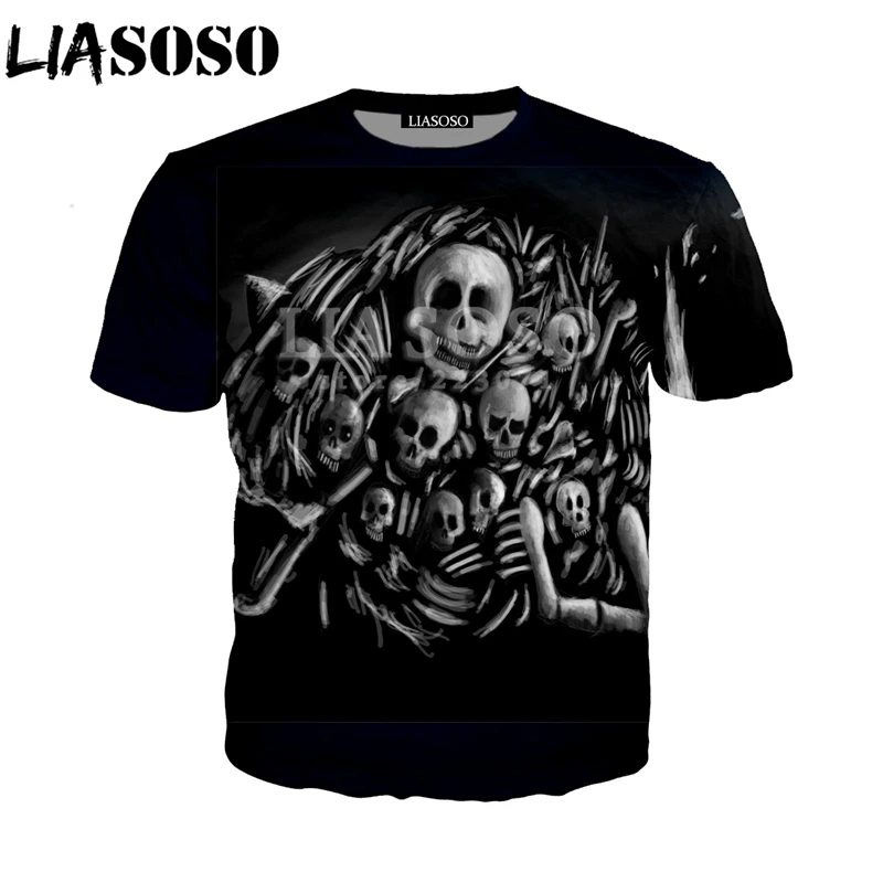 LIASOSO, летняя Новинка, мужская и женская футболка, 3D принт, стимулирует видеоигры, темная душа, толстовка, Модный пуловер с коротким рукавом, A021-03 - Цвет: 4