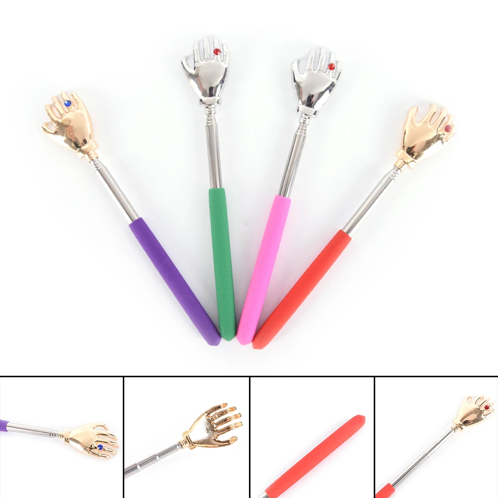 23-58cm Adjustable Handy Stainless Pen Clip Back Scratcher Telescopic Pocket Scratching Massage Kit Bear Claw Back Scratcher