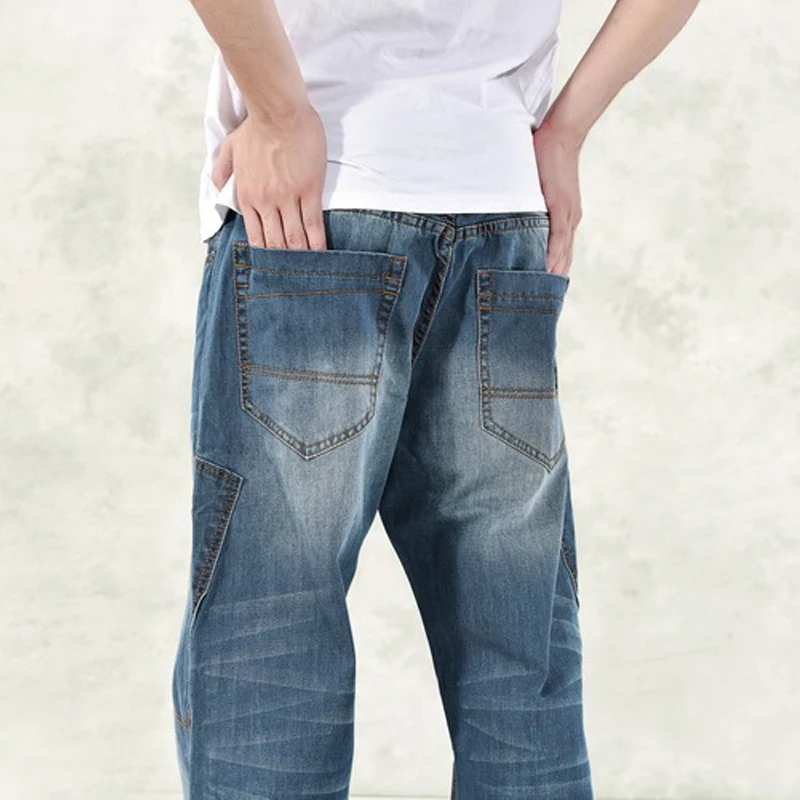 Baggy Jeans Men Denim Pants Loose Streetwear Jeans Hip Hop Casual Skateboard Pants for Men Plus Size Trousers Blue S95