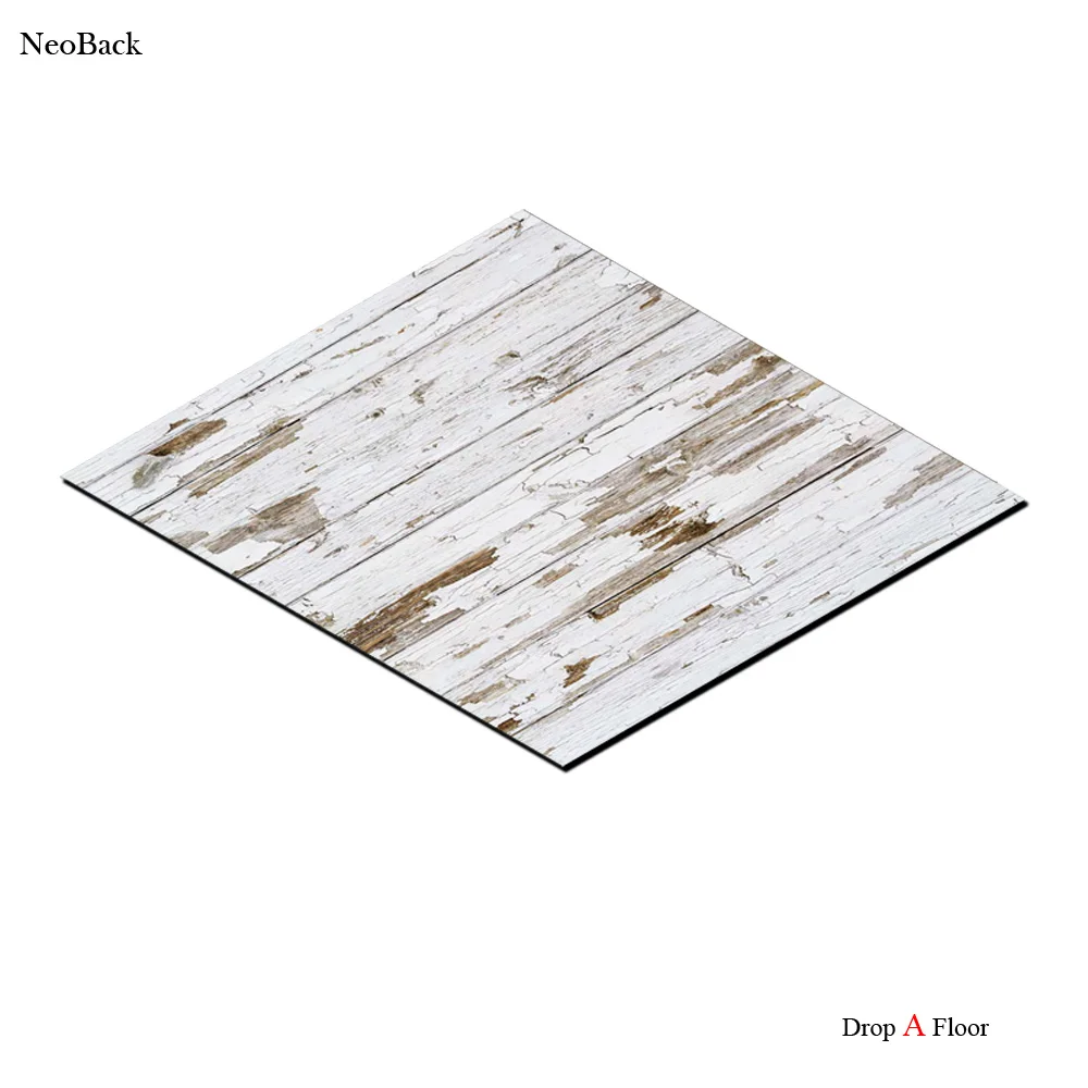 NeoBack Unique 4x5ft Rubber Floor Mat Off White Wood Pattern Photo