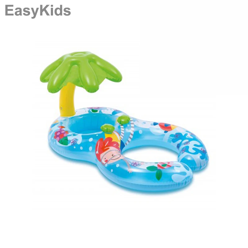 Inflatable Mother and Baby Float Swim Ring Shade Circle Ring Kids Seat