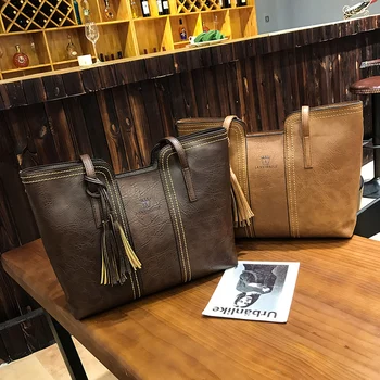 

KMFFLY 2020 Vintage Tassel Big Casual Tote Bags Women Messenger Bags Luxury Handbags Women Bags Designer Sac A Main Shoulder Bag