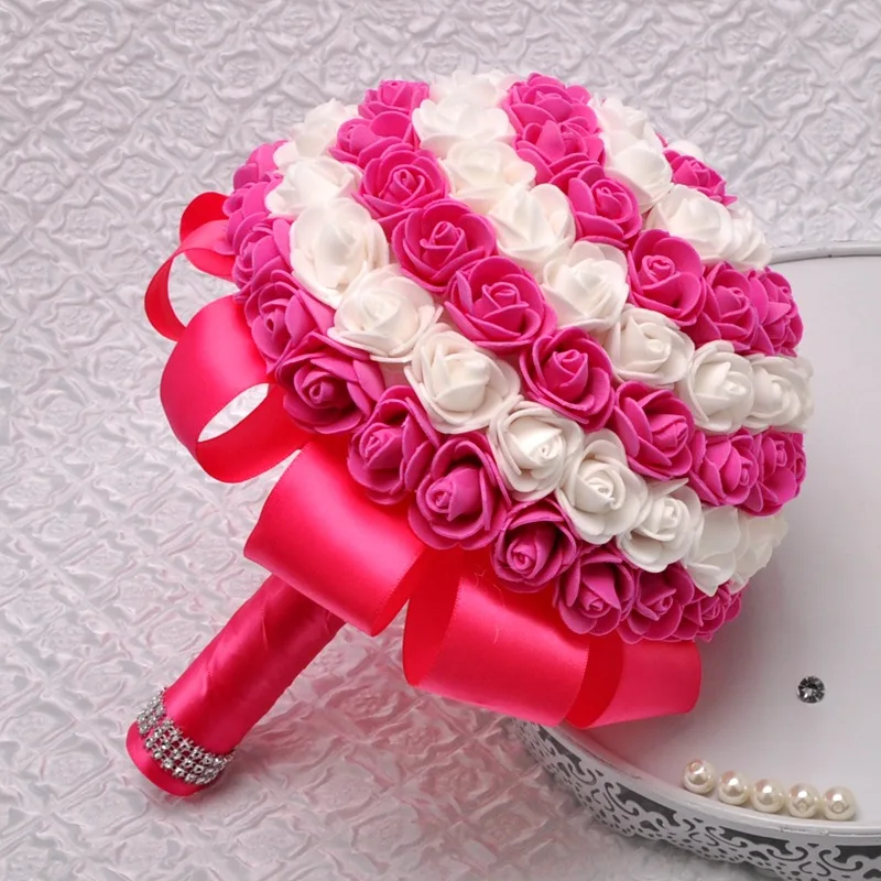 Лидер продаж 2019 Свадебный букет Свадебная букетная брошь с кристаллами, атласное невесты искусственный цветок «Роза» вечерние свадебные