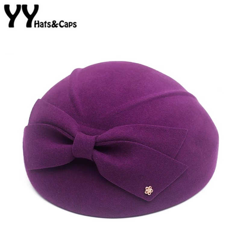 YY Elegant Wool Fedora Hats Lady British Style Soft Felt Cap Women Wedding Party Hat Vintage Cocktail Fashion Derby 18121 | Аксессуары