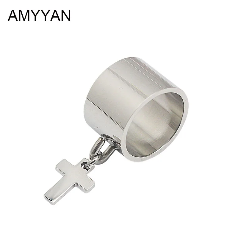 

2016 Latest Design Women Men's Ring 316 Titanium Steel Cross pendant silver Finger rings jesus rings with cross charms