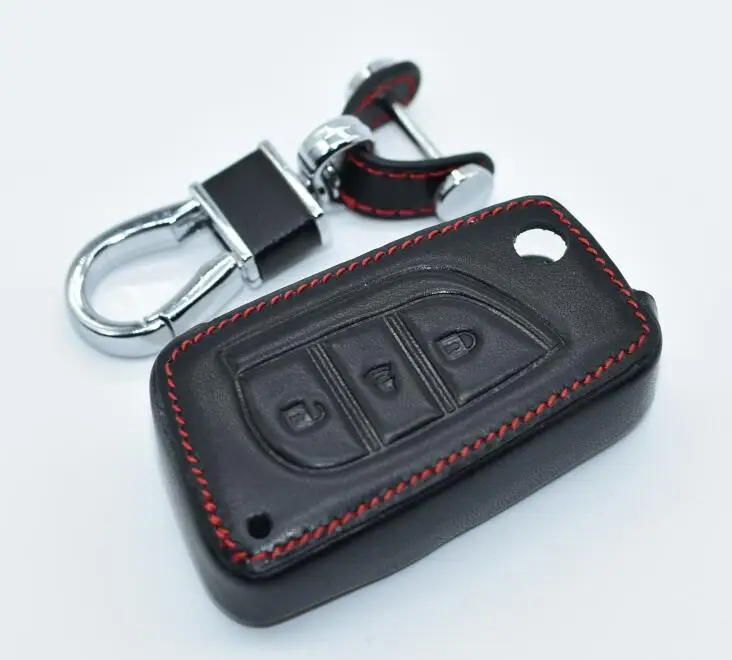 

3 Button Leather Car Remote Key Fob Shell Cover Case For Toyota Auris Corolla Avensis Verso Yaris Aygo Scion TC IM 2015 2016