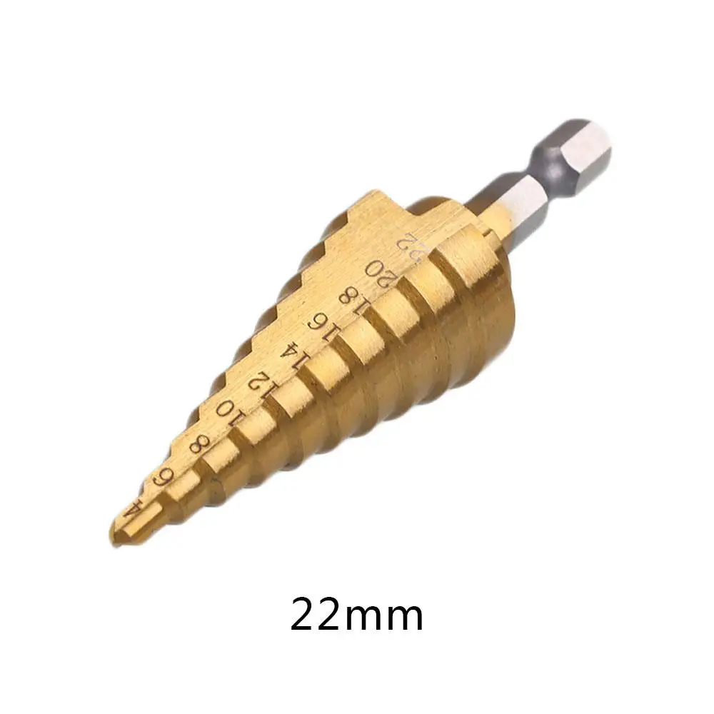 HSS титановое покрытие 4-22 мм шаг конус сверло Металл Дерево конический резак инструмент