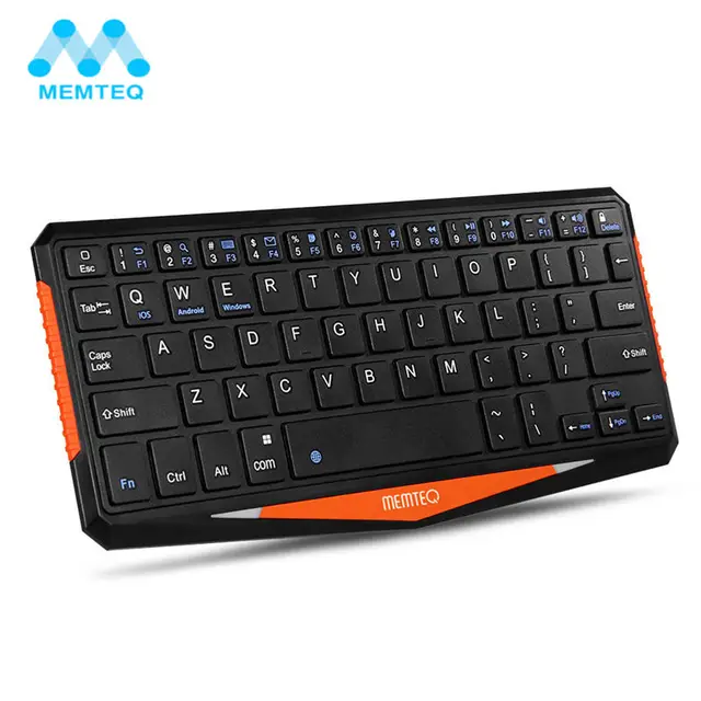 Cheap MEMTEQ Mini Keyboards Rechargeable Slim Bluetooth 3.0 Wireless Keyboard For PC Loptop Computer Black Portable Gaming Keyboard   