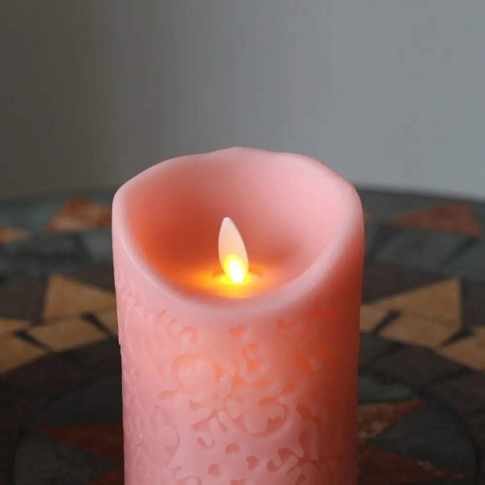 1PC Moving Wick Flameless Flicker LED Engraved Candles Battery Operated