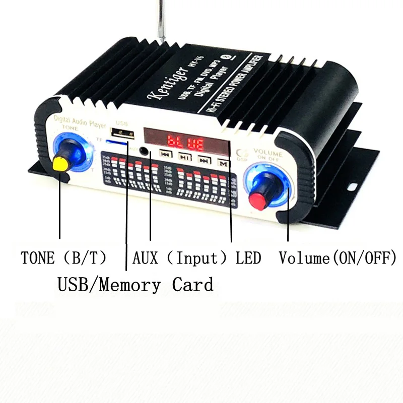 Kentiger HY-V6 Мини Bluetooth TF USB FM аудио усилитель DC 12 В Hi-Fi стерео усилитель мощности с пультом дистанционного управления для автомобиля \ дома