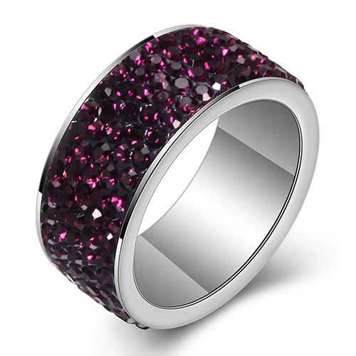 Высокое качество CZ кристалл проложить 316L нержавеющая сталь женские свадебные кольца ювелирные изделия - Цвет основного камня: Purple