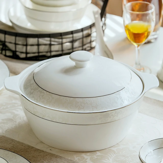 9 inch, bone china buffet serving pot, ceramic thermo mix pot