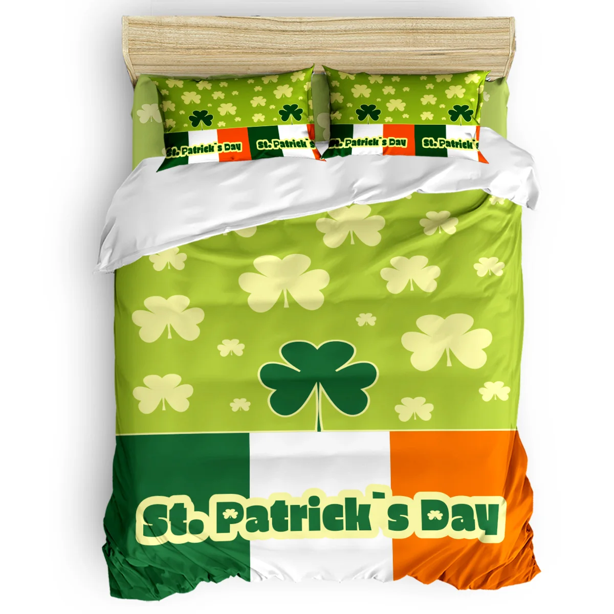 

St. Patrick's Day Emblem Shamrock Concert Jewelry Comforter Cover Set 4 Piece Bedding Sets St. Valentine's Day Bedding Sets