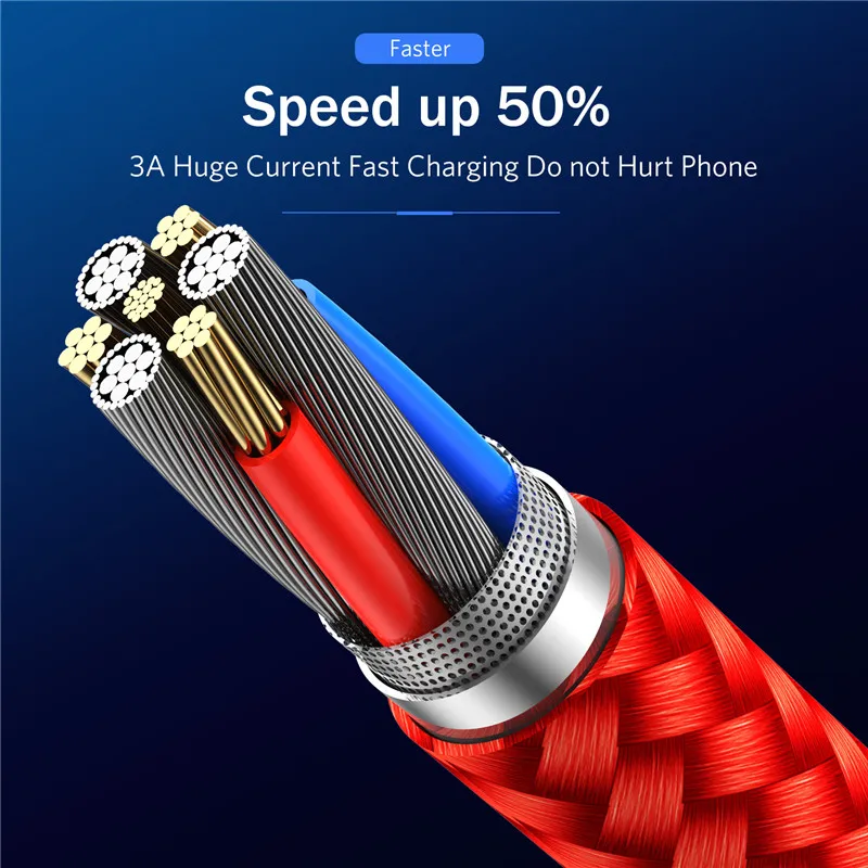 USLION 3A Быстрый Магнитный usb кабель для зарядки Micro type C светодиодного зарядного