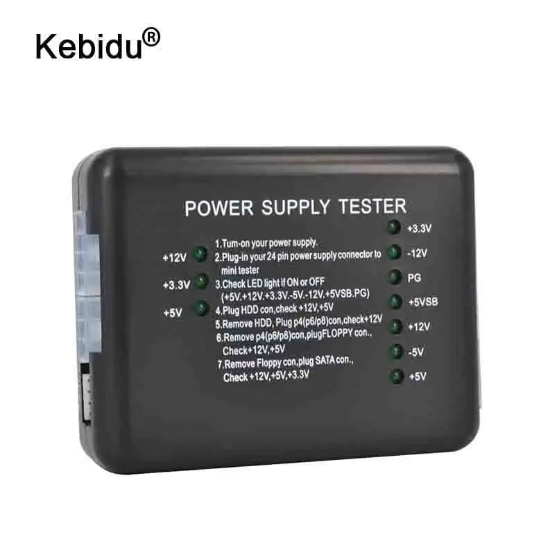 Kebidu мировой источник питания светодиодный 20/24 Pin для PSU ATX SATA Тестер HDD проверка