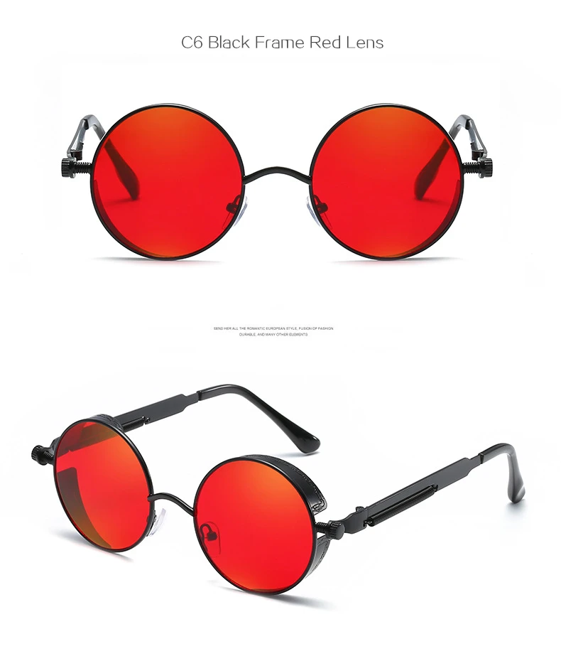 UVLAIK стимпанк готические солнцезащитные очки для мужчин и женщин металлические панк Солнцезащитные очки Ретро Винтажные круглые прозрачные оправы для очков UV400