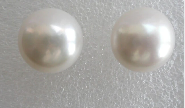

ry00499 stunning AAA big 15mm round white freshwater pearl earrings stud (A0425)