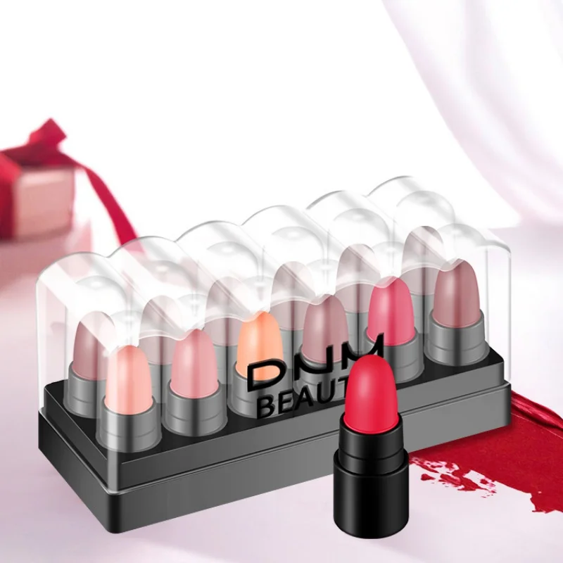 

12Pcs Mini Lipstick Set Waterproof Non-Stick Cup Jelly Change Color Lipstick Matte Lipstick Kit Easy to Wear 2019