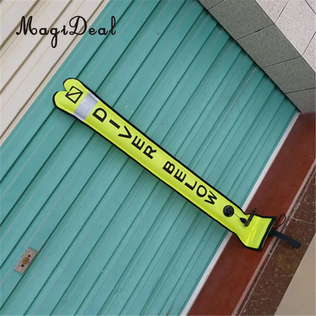 MagiDeal Scuba Diving Diver SMB Surface Marker Buoy Tube & Reflective Tape Fluo for SCUBA Snorkeling Surfing Dive Swimming