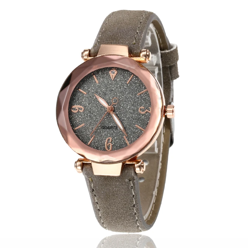 Женские часы повседневные модные женские часы из кожи розового золота Аналоговые кварцевые наручные часы с кристаллами браслет часы bayan kol saati