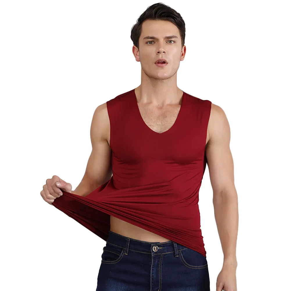 

Newly Men Ices Silk Quick Dry Vest Solid Color V Neck Breathable for Summer Sports VK-ING