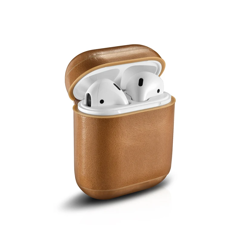 Чехол icarer для AirPods Винтажный чехол из натуральной кожи с металлической застежкой