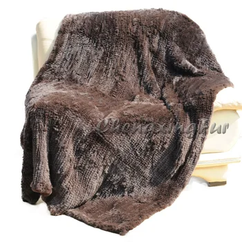 

CX-D-95B Rex Rabbit Fur Blanket For Bed Home Rugs and Carpets For Living Room Fur Rug Bed Real Fur Throw