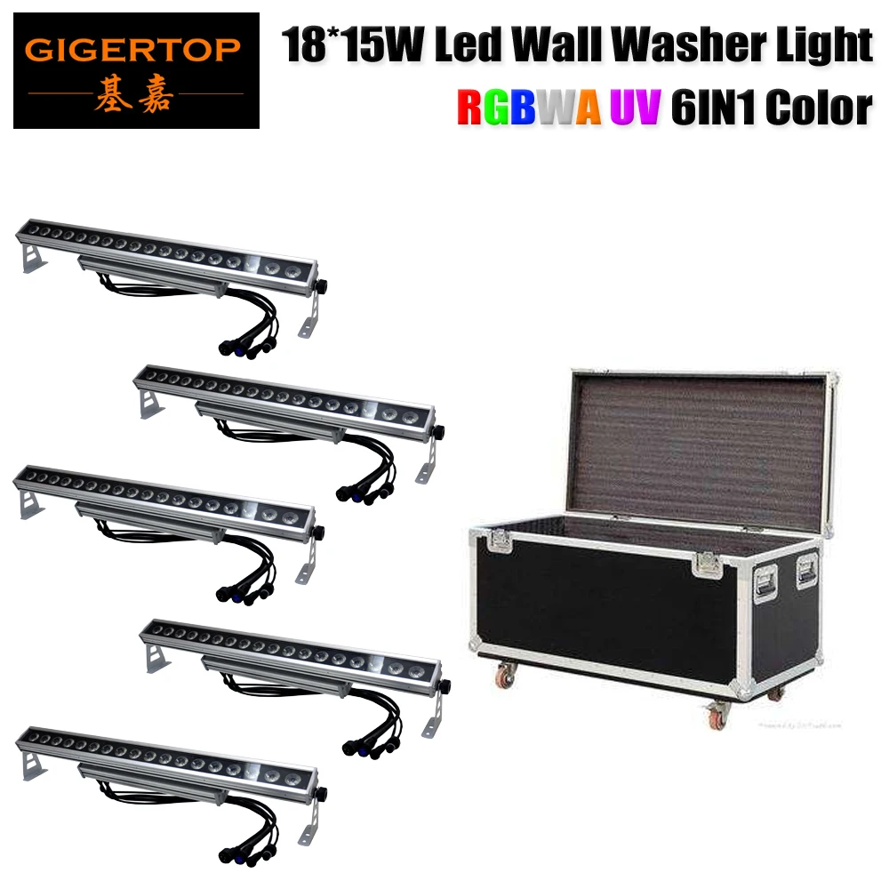 5IN1 Flightcase Packing 220W Aluminum RGBWAP Color Transforming Outdoor Led Wall Washer Garden Light DMX512/Manual Change | Лампы и