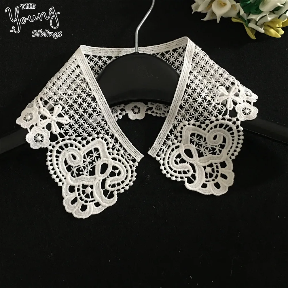 

Brand new Hollow out Embroidery White Lace Collar Fabric Applique DIY Craft Lace Neckline Clothing Decoration Accessories YL1506