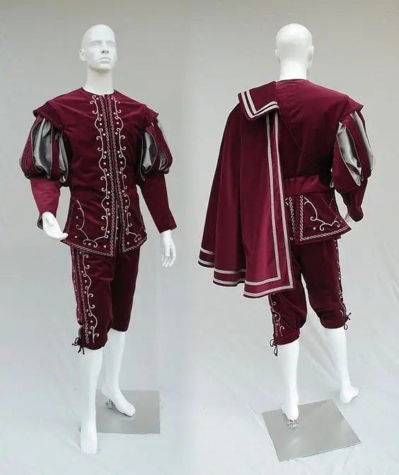 

custom made listing Vintage Men's Costumes Medieval Renaissance red Gown with cape