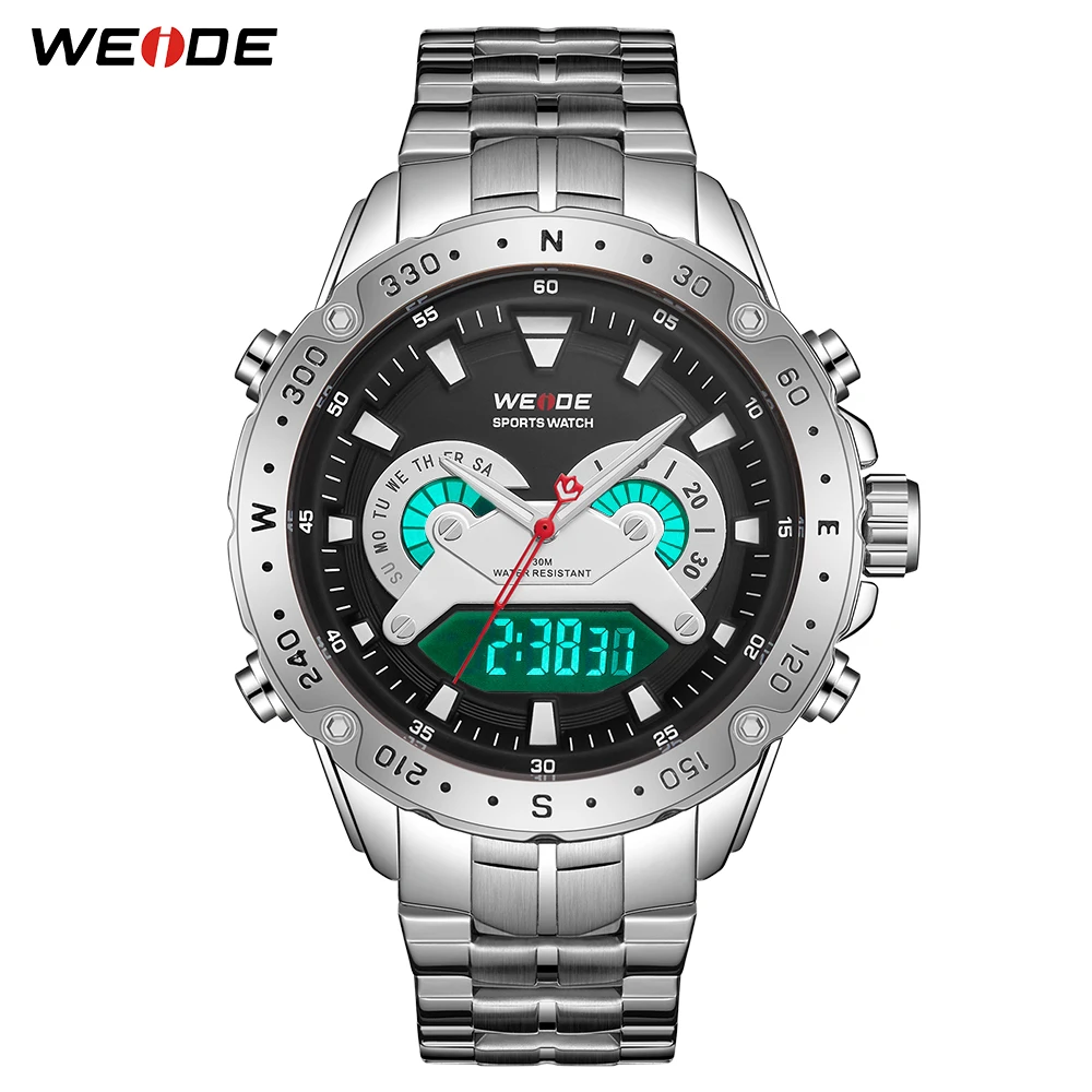 WEIDE Men Watches Analog Digital Military Quartz Stainless Steel Wristwatches Relogio Masculino Clock Hour 2019 New