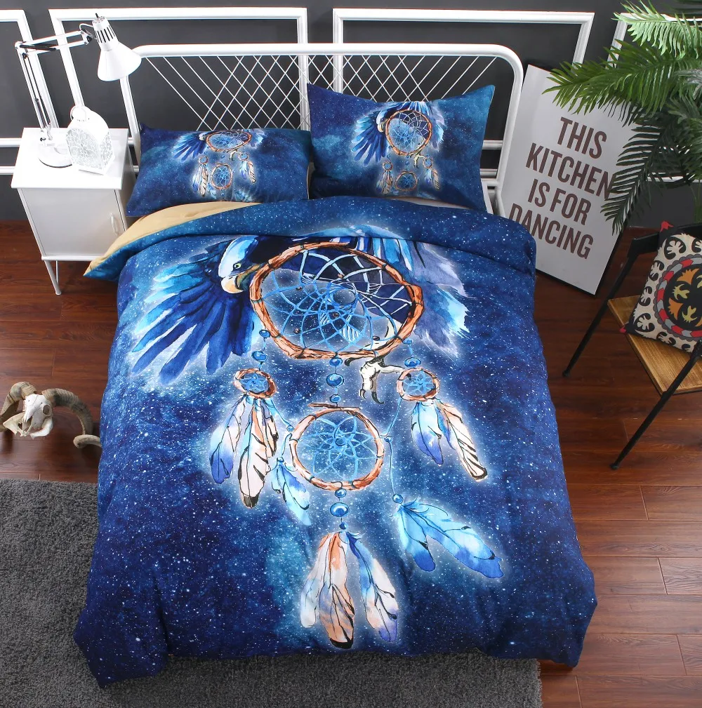 Dreamcatcher bedding set 2/3pcs bohemian duvet covers blue bedsheets