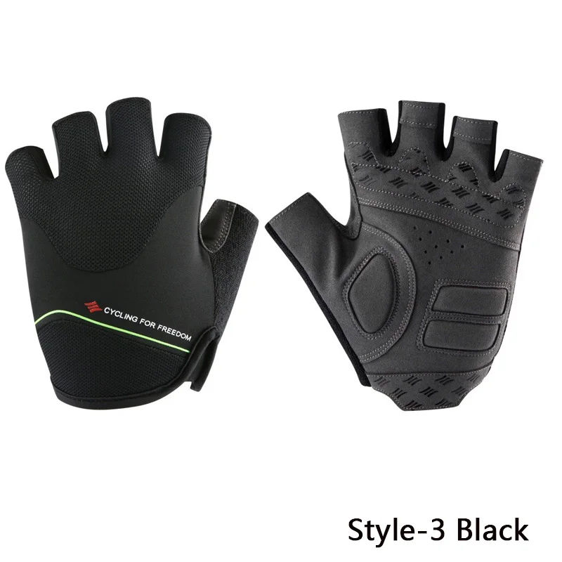 SANTIC мужские и женские профессиональные перчатки для велоспорта, перчатки для шоссейного велосипеда, дышащие противоскользящие перчатки для горного велосипеда, противоударные - Цвет: Black-Style 3