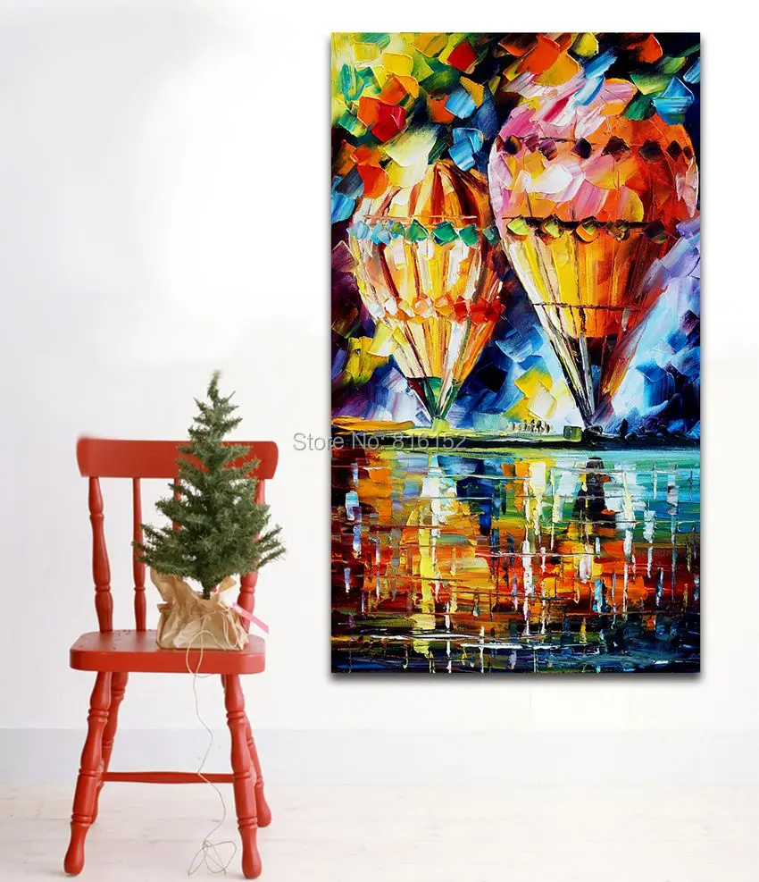Modren Palette Knife Painting Hot Air Balloon Printed On Modren Palette Knife Painting Hot Air Balloon Printed On Canvas Mural Art For Home Office Decoration In Calligraphy From Garden