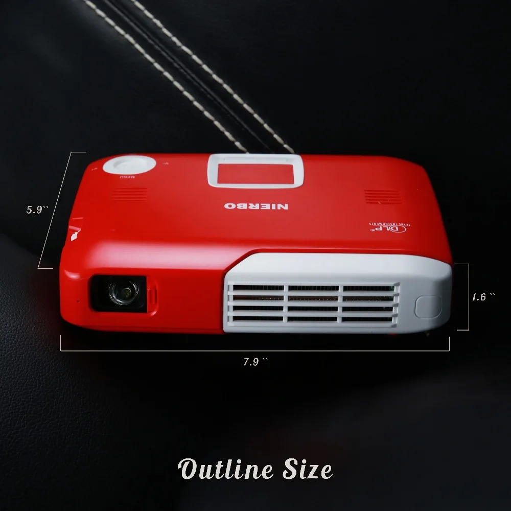 NIERBO Mini Projector Full 3D Portable Projector Wireless Battery Support 4K Android Wifi Bluetooth Home Theater 2D to 3D conver