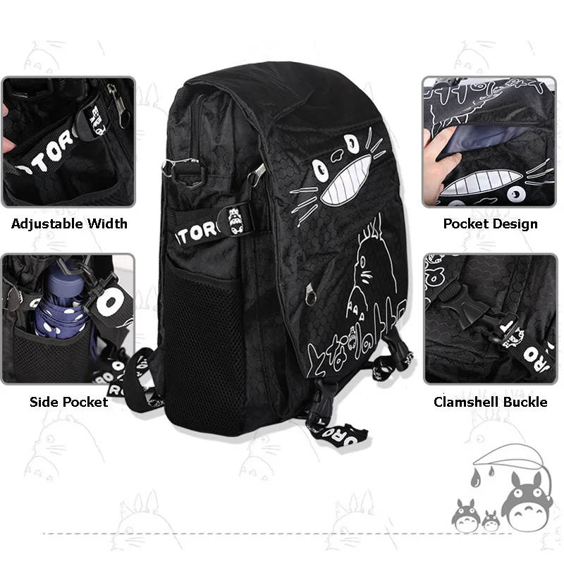 Teenager Totoro Backpack Canvas Hayao Miyazaki Boys Anime School Bags Girl Cartoon A4 Book Bag Children Schoolbag Mochila BP0174 (12)