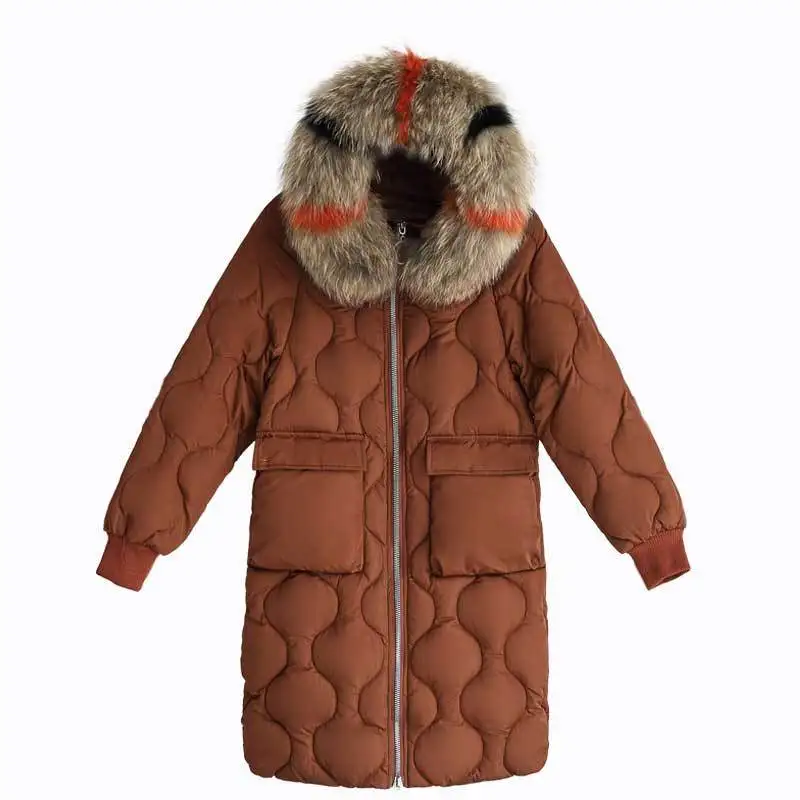 2018 gris Grande Poches Mode Pour 3xl De rouge Nouveau Style Grandes Femme Veste marron blanc Les Capuchon Fourrure Parka Noir Vêtements Hiver Taille À Femmes Plus La Manteau 4vwZa1nnqX