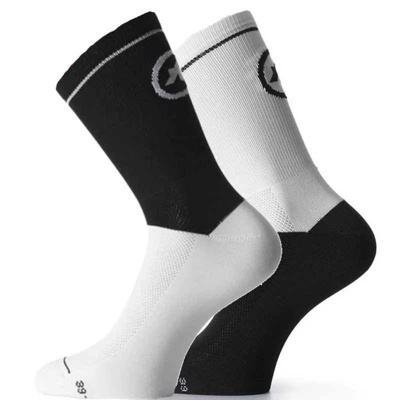 Bmambas мужские Новые велосипедные носки мужские уличные спортивные износостойкие велосипедные носки для шоссейного велосипеда носки для бега - Цвет: white and black