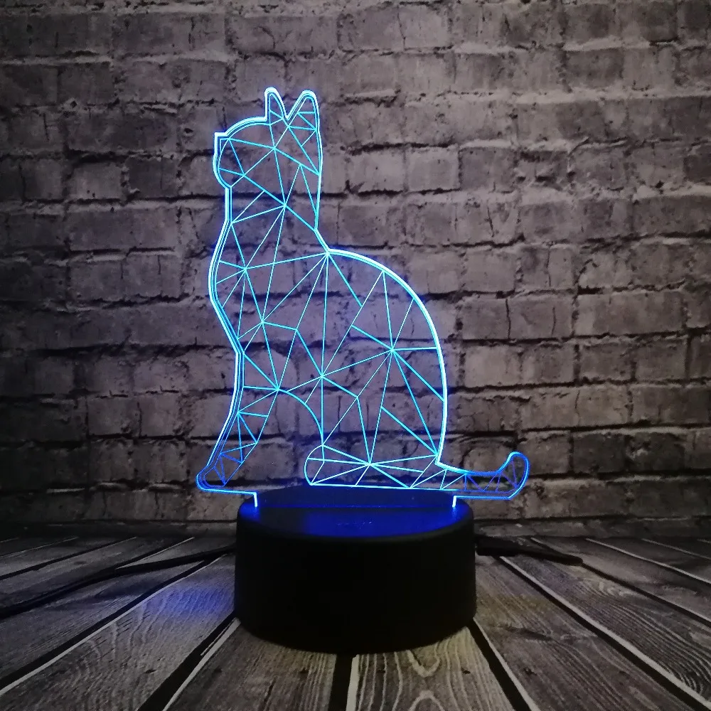 

Kawaii Animal Shiny Cat 3D LED USB Lamp 7 Colors Changing Illusion Night Light Home Bedroom Desk Decoration Lighting Kids Toys